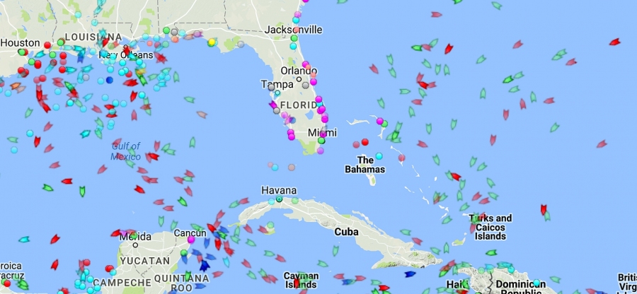 Marinetraffic.com orkaan Irma kandis.